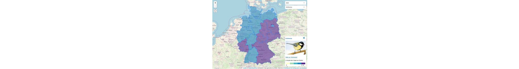 Interaktive Karte mit den Ergebnissen der Vogelzählung 2023 beim NABU