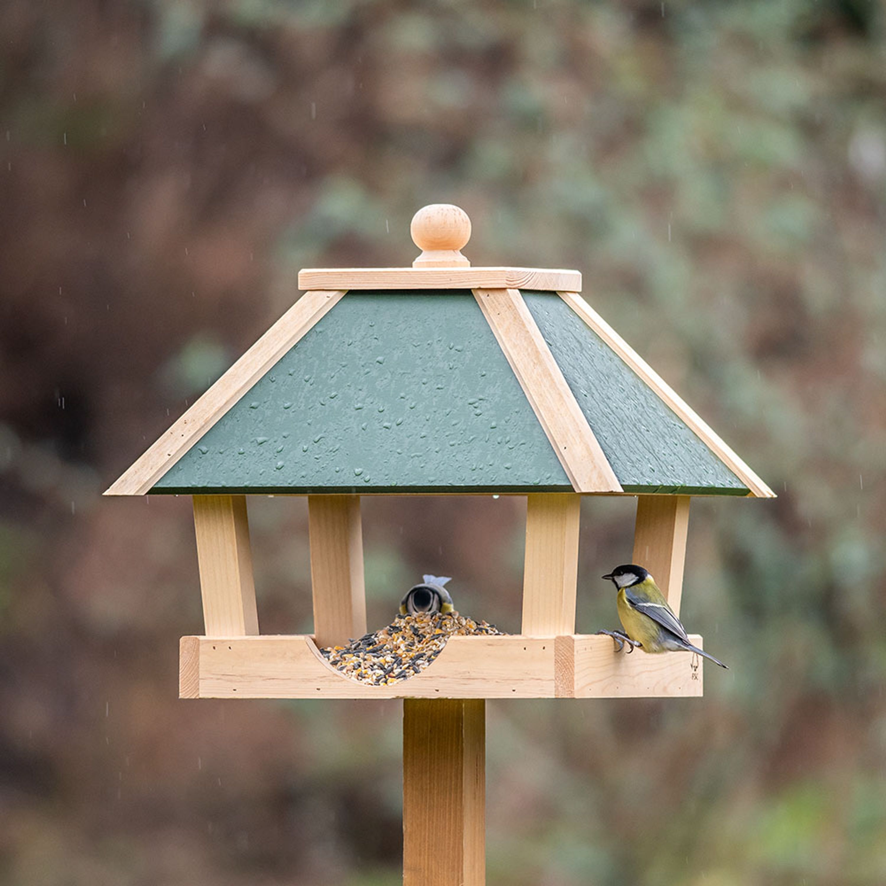 Futterhaus mit Ständer ,,Chevy", grünes Dach | CJ Wildlife