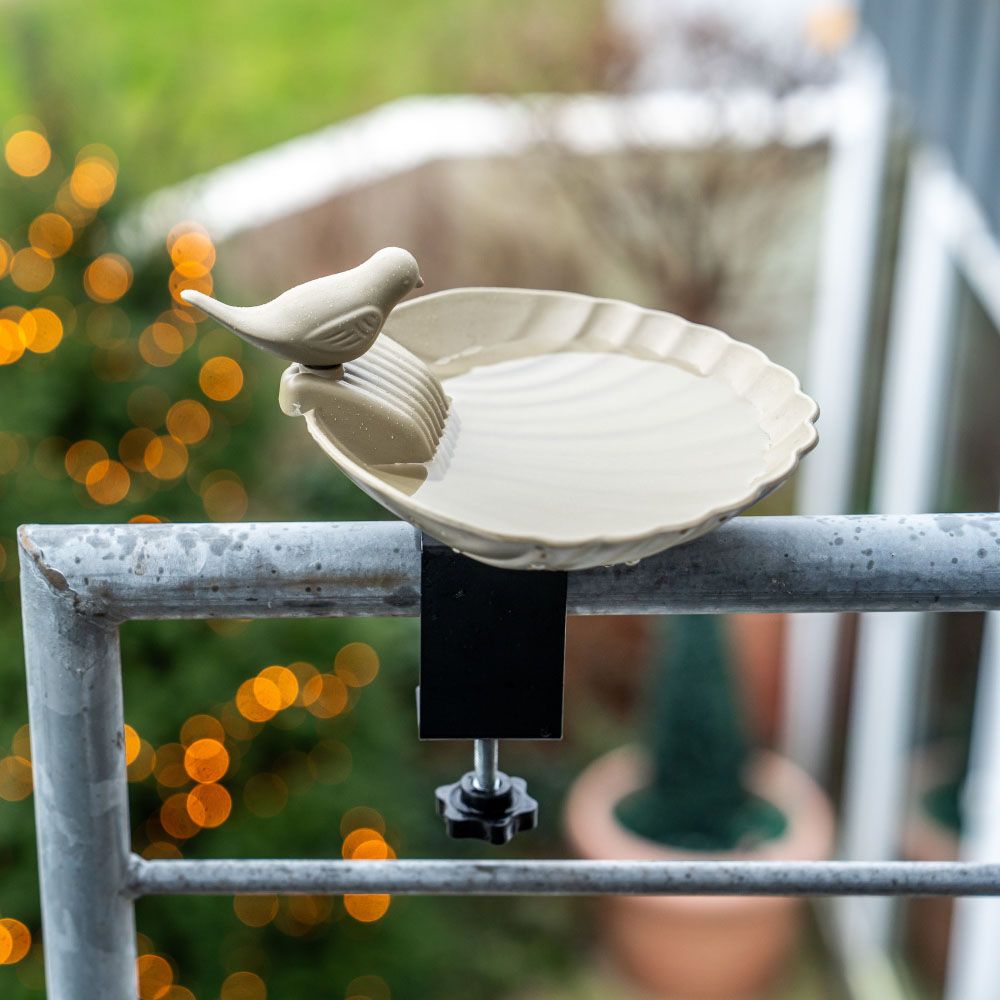 KHayRovies Vogelbad, staand voor buiten, metalen vogelbad, vogelvoederdispenser, standaard met 5 tanden basis, waterschaal, vogel, badkamer, vogelvoederplaats, voederplaats voor wilde vogels, tuin