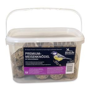 BirdLife Österreich Meisenknödel mit Mehlwürmern, 30 Stück im Eimer