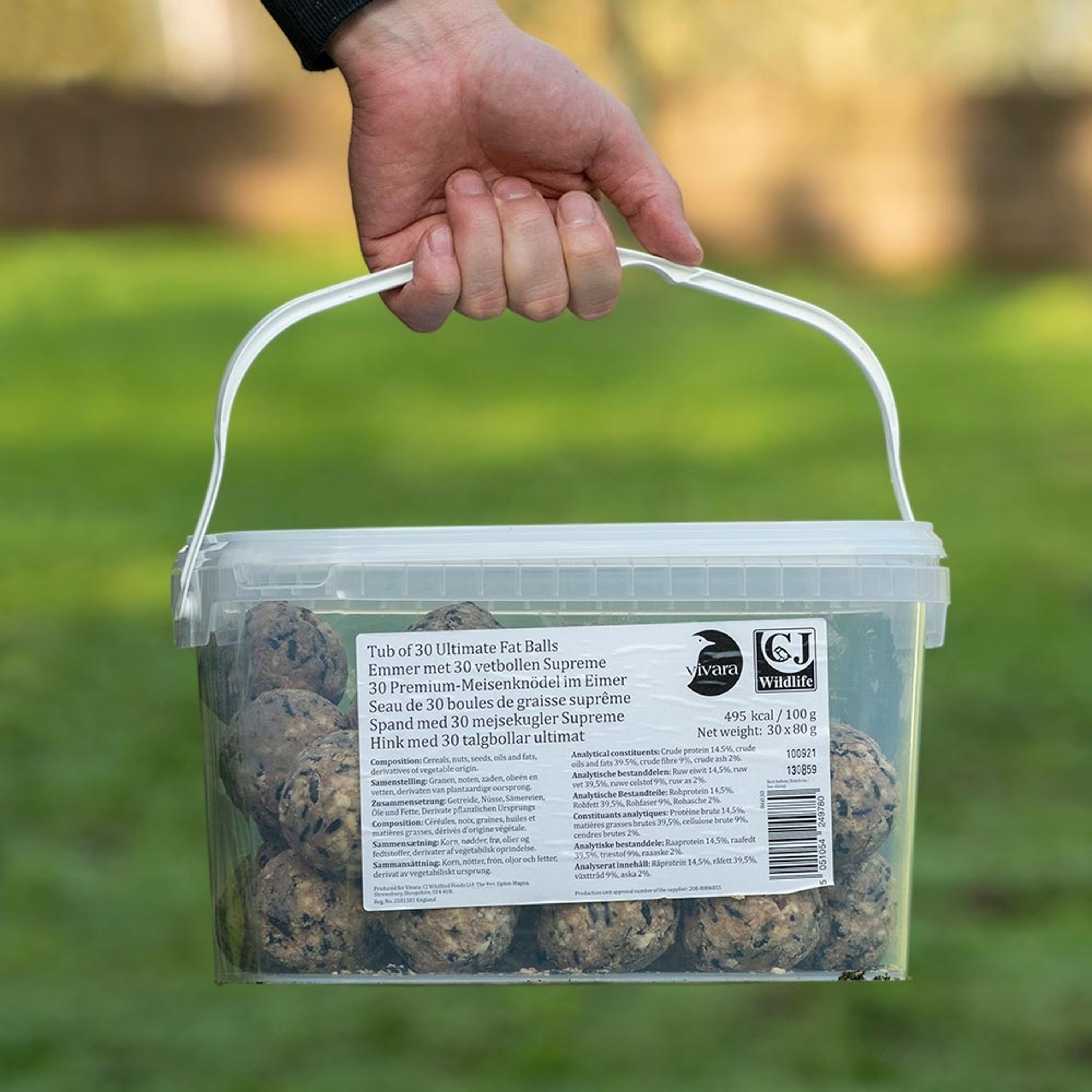 Premium-Meisenknödel, 30 Stück im Eimer | Vogelfutter | CJ Wildlife