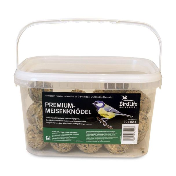 BirdLife Österreich Premium-Meisenknödel, 30 Stück im Eimer