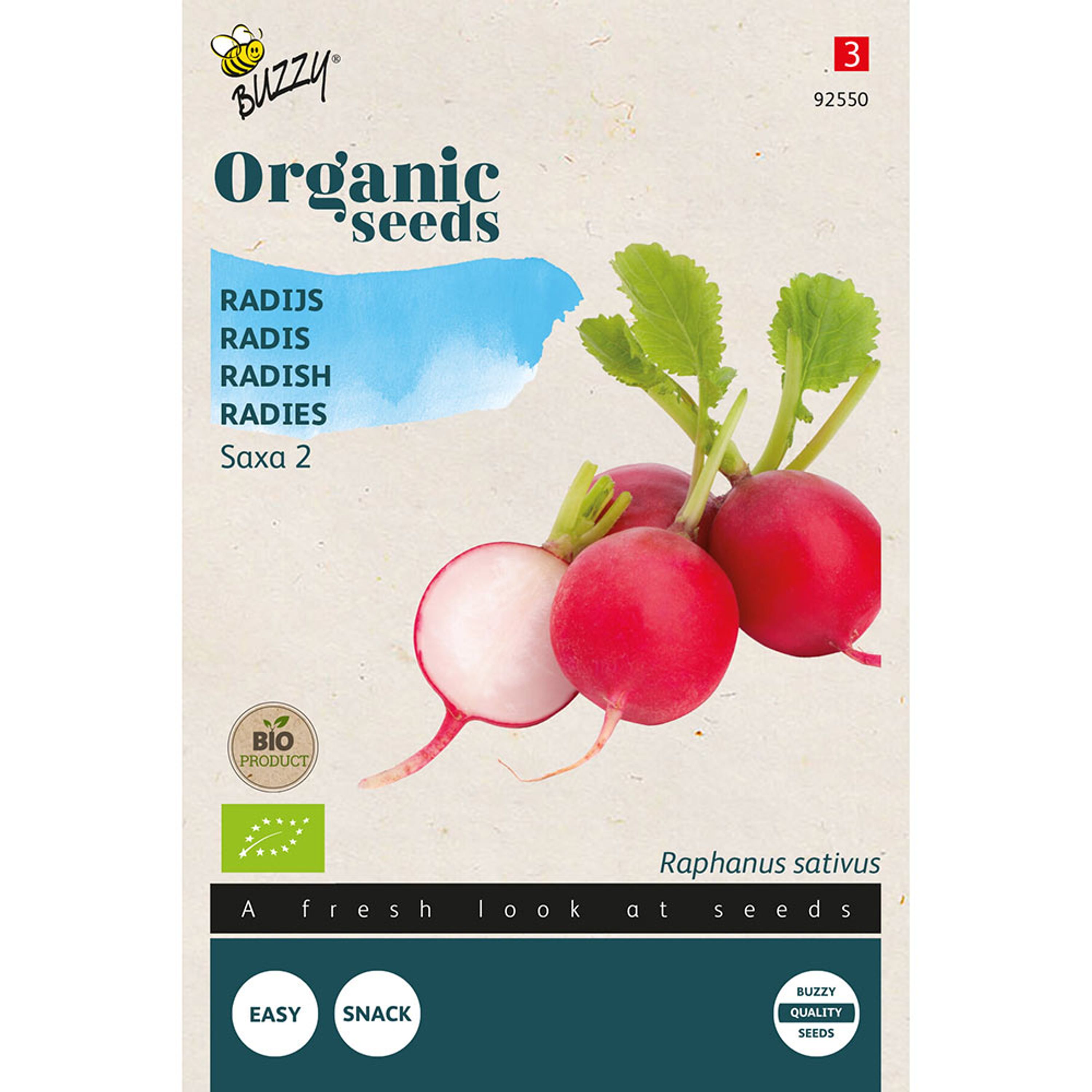 Organic Radish Seeds - Saxa 2 from Buzzy Seeds(r)