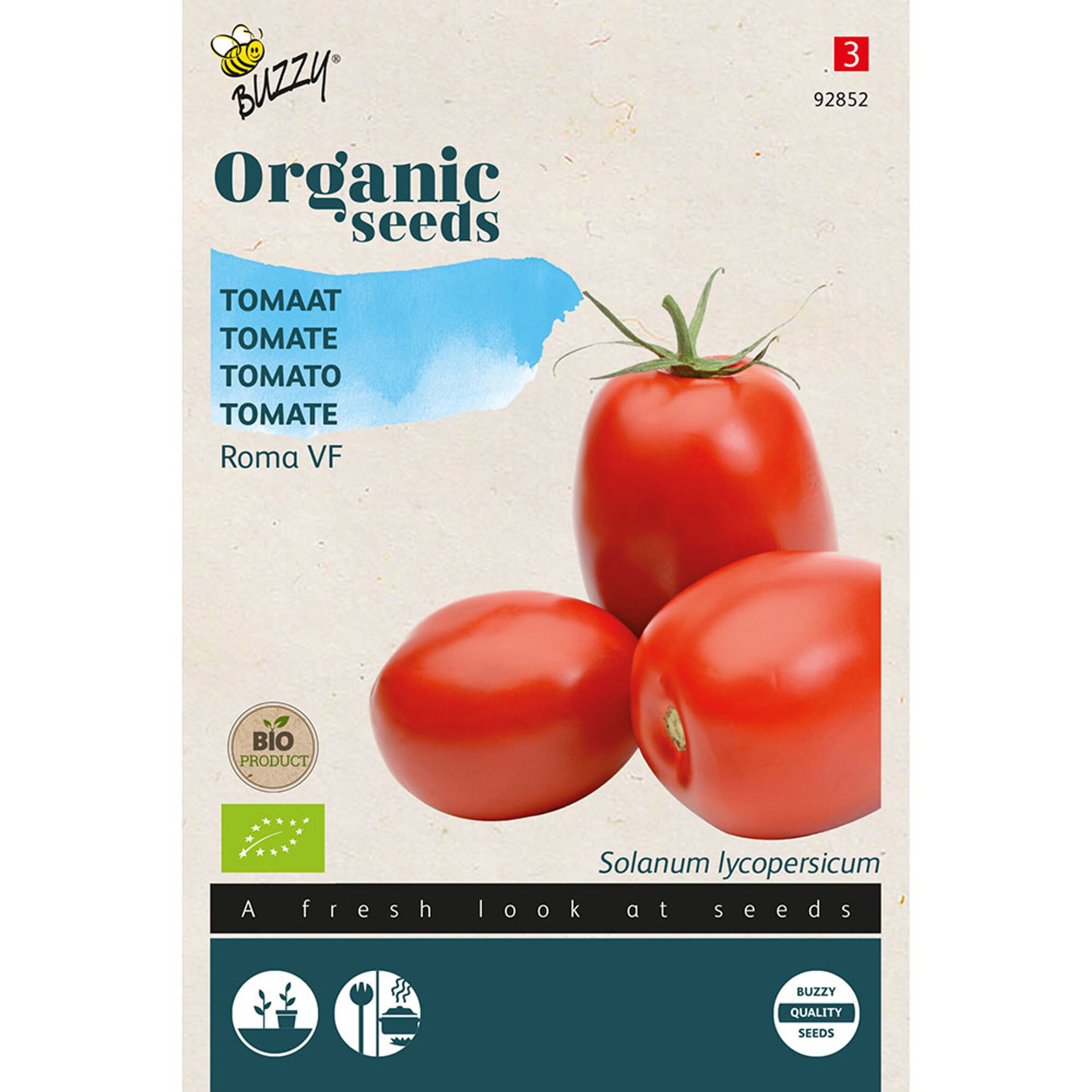 Tomaten Roma VF | Biologische zaden met Skal certificering | Sla zaden | Buzzy Bio Organic