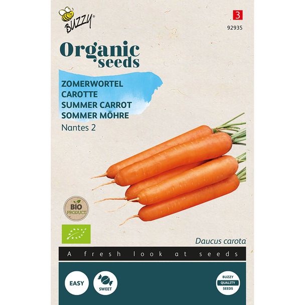 Organic Summer Carrot Seeds - Nantes 2 from Buzzy Seeds®