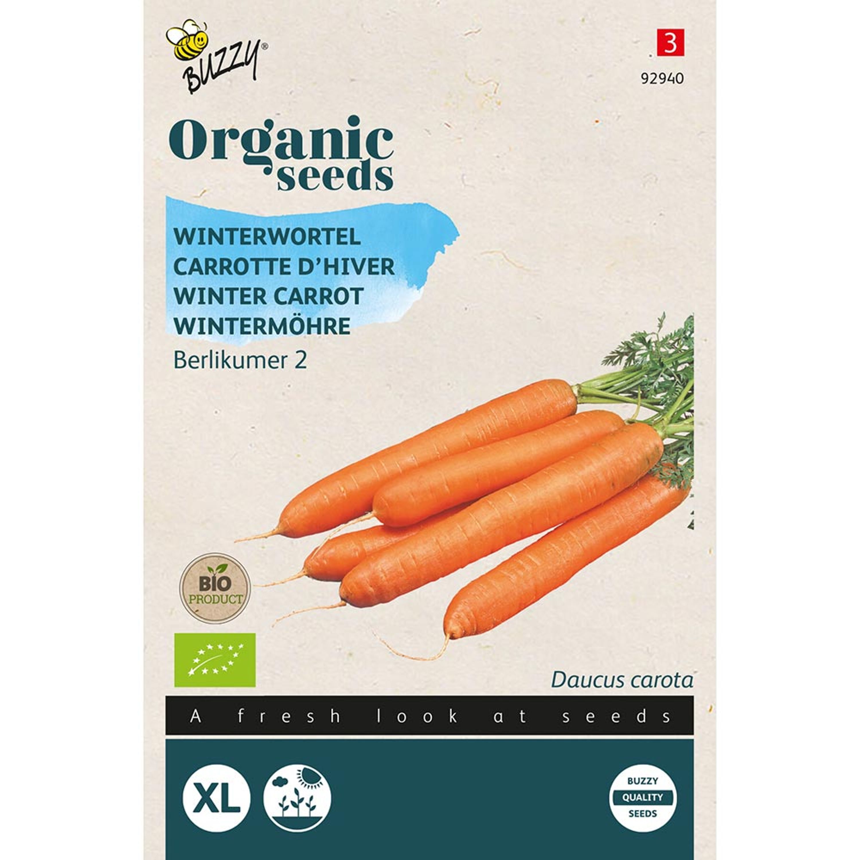 Organic Winter Carrot Seeds - Berlicum 2 from Buzzy Seeds(r)