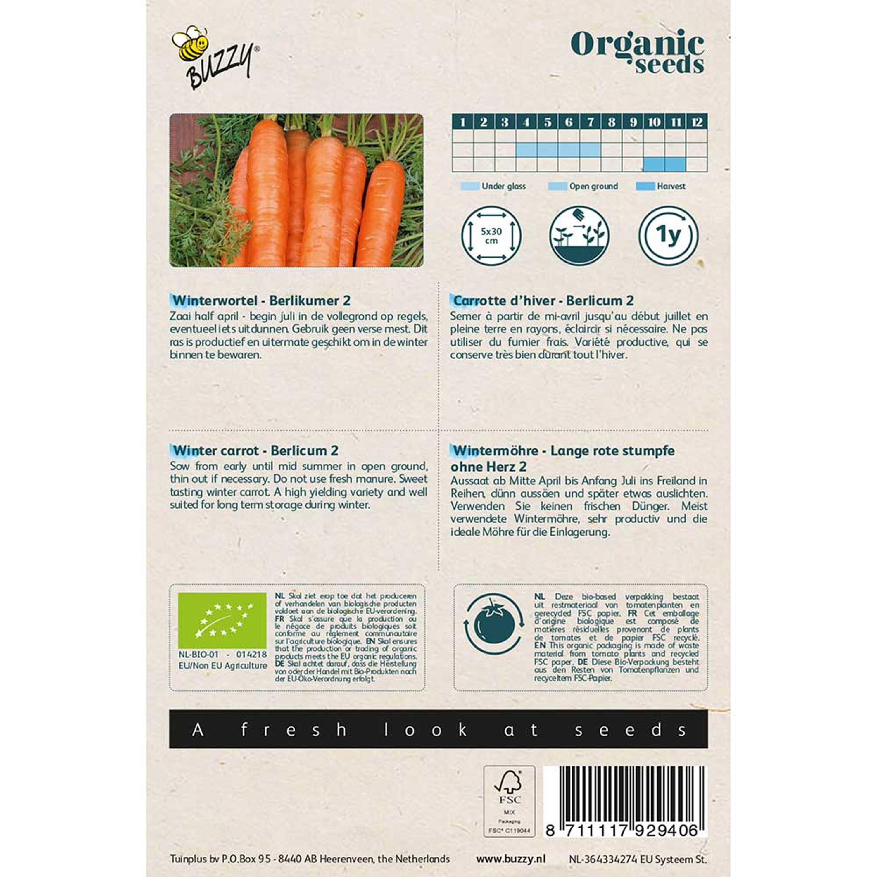 Buzzy® Organic Wintermöhre lang, rot, stumpf, ohne Herz | Buzzy Bio Organic