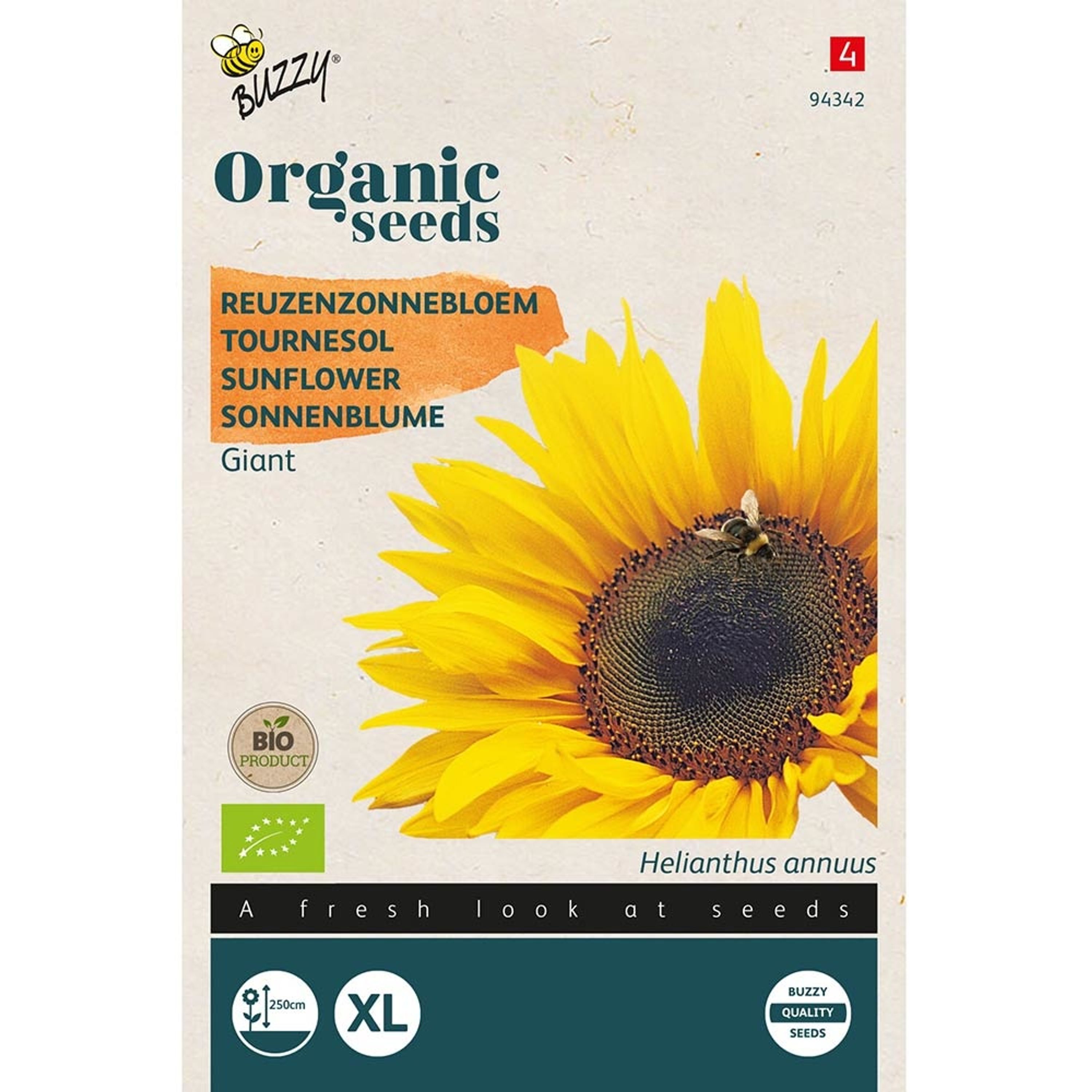 Organic Sunflower Seeds - Giant from Buzzy Seeds(r)