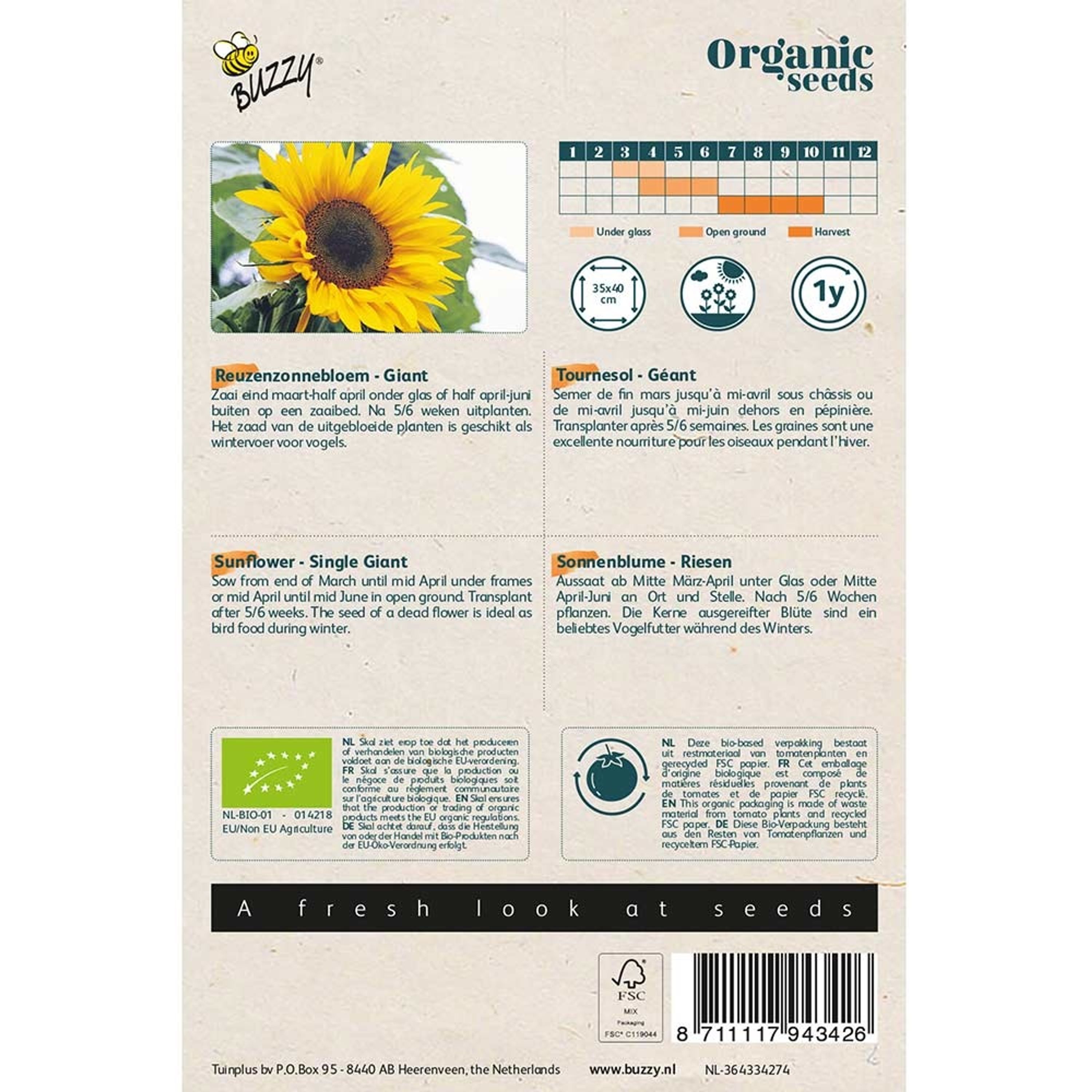 Buzzy® Organic Sonnenblume Riesen (BIO) | Buzzy Bio Organic