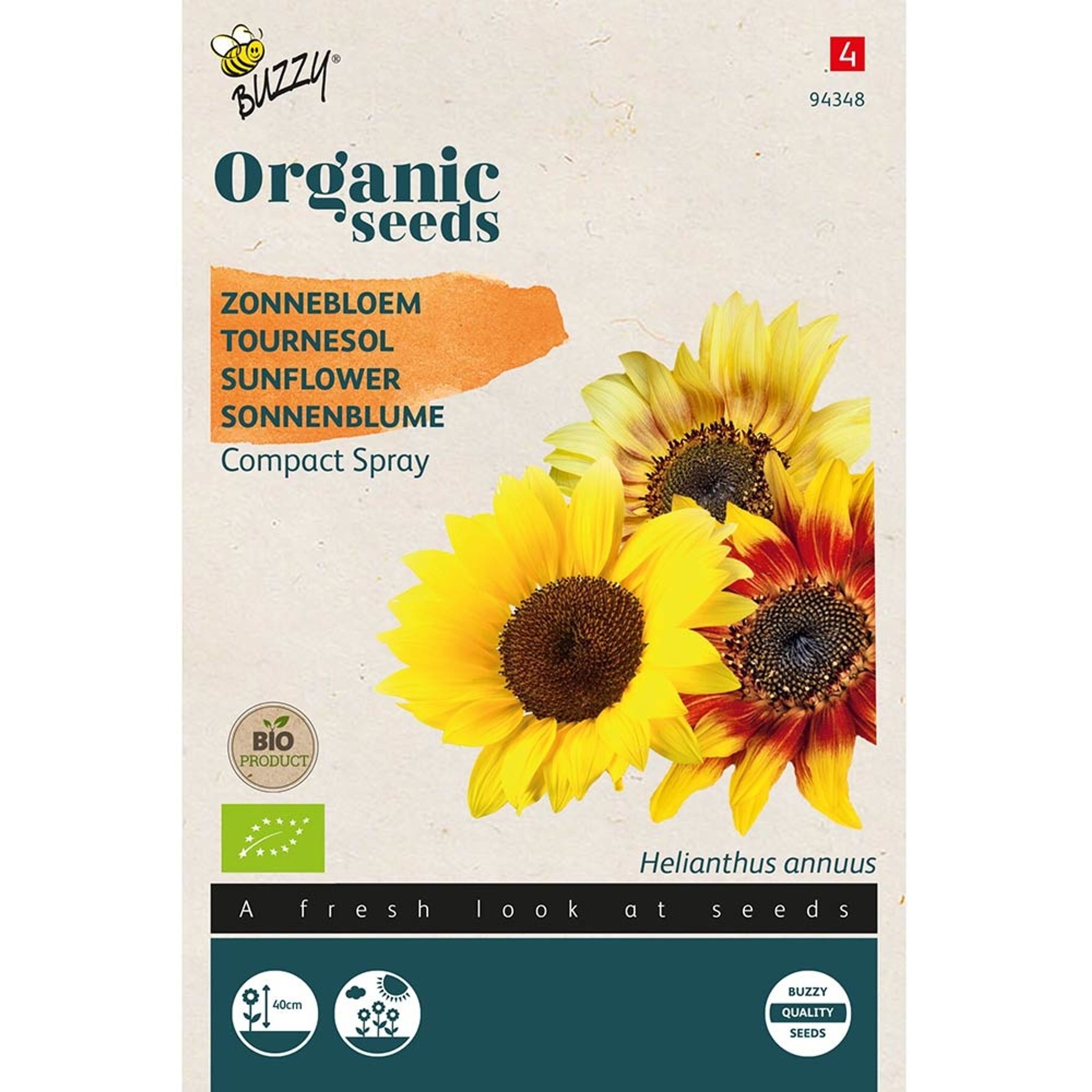Organic Sunflower Compact Spray Mix Seeds from Buzzy Seeds(r)