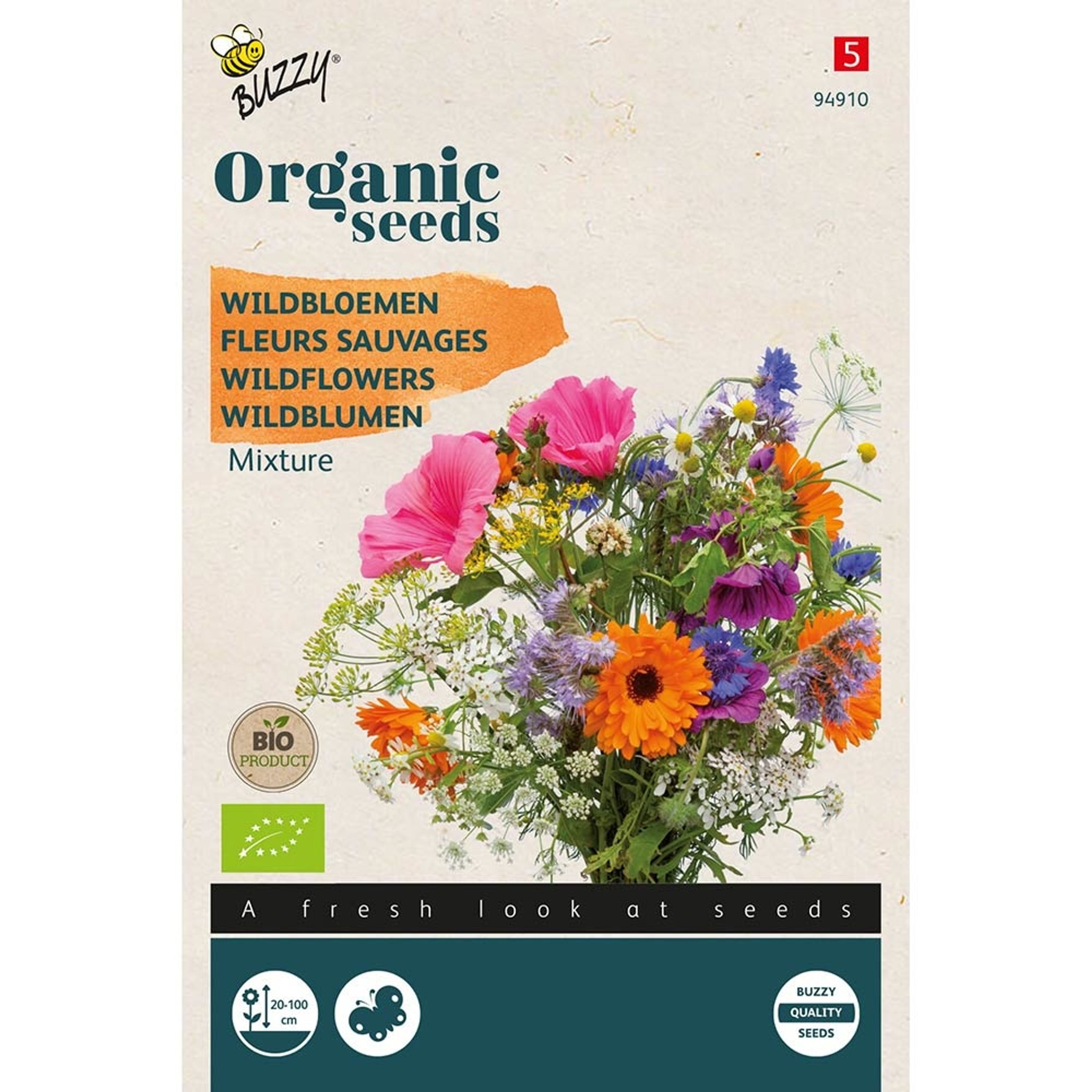 Organic Wildflower Mixture Seeds from Buzzy Seeds(r)