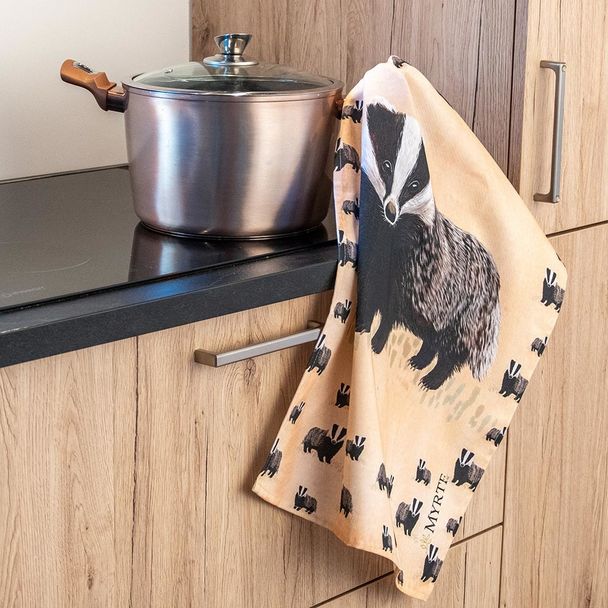 Badger Tea Towel by Myrte