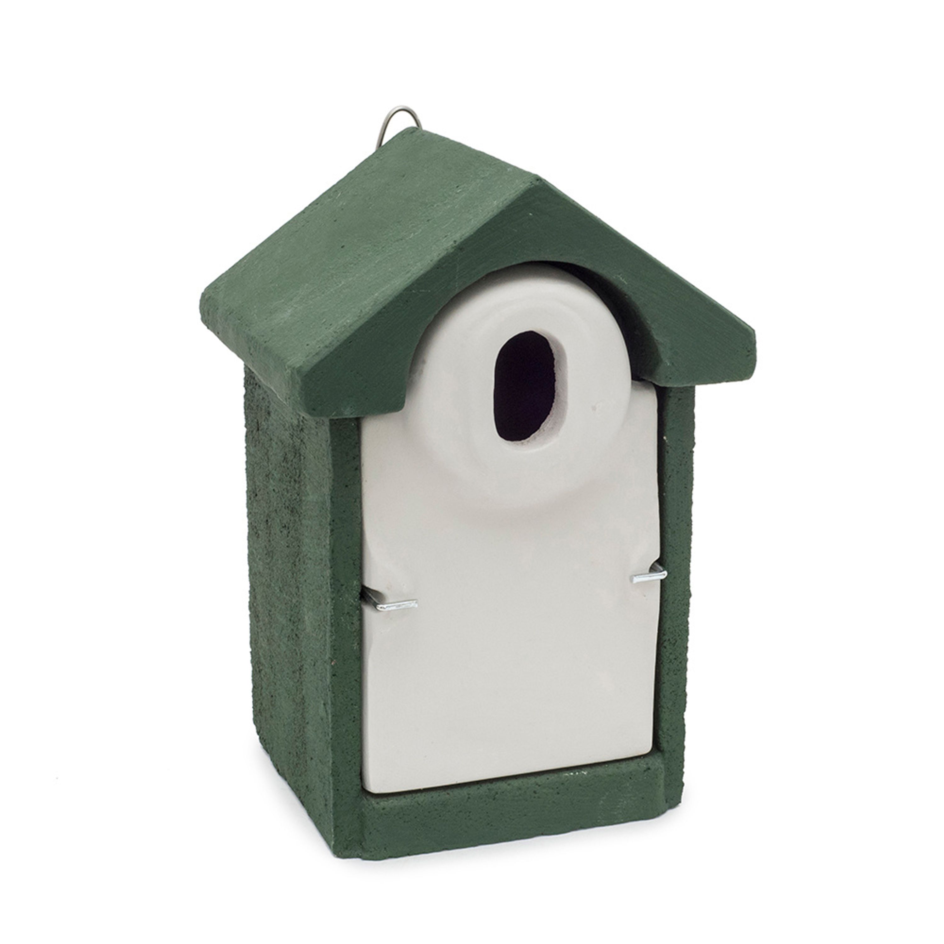 Nistkasten „Sevilla“ WoodStone Ovale Einflugöffnung Grün | Vogelhaus Holzbeton | CJ Wildlife