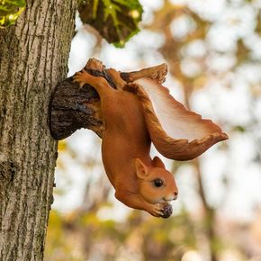 Eichhörnchen an Baum-Vogelfutterspender (Polystone)