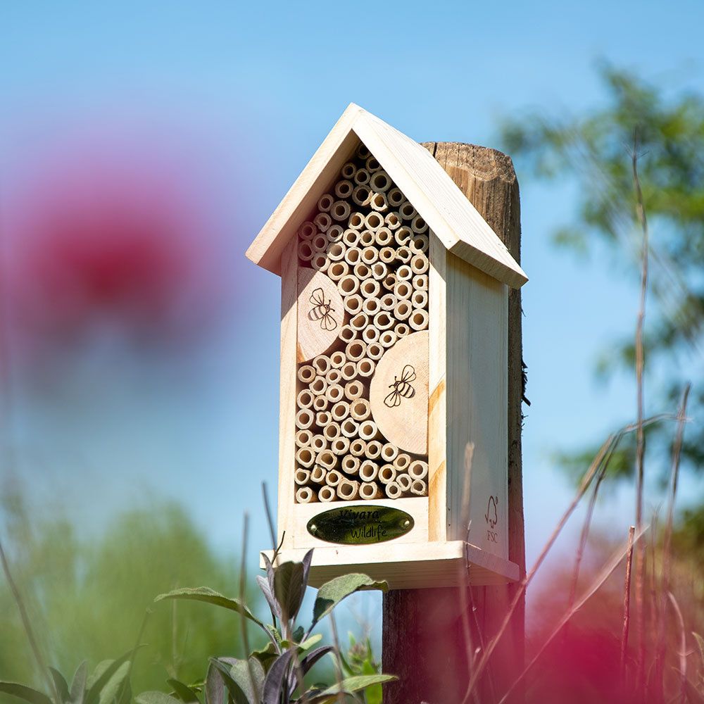 WILDLIFE HOME Bijenhotel, groot insectenhotel met schorsdak